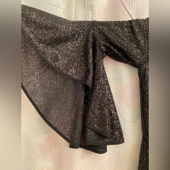 MILLY Sequin Midi Dress w/ Bell Sleeve & Side Slit (SAMPLE SIZE 2/4) - Picture 7 of 10